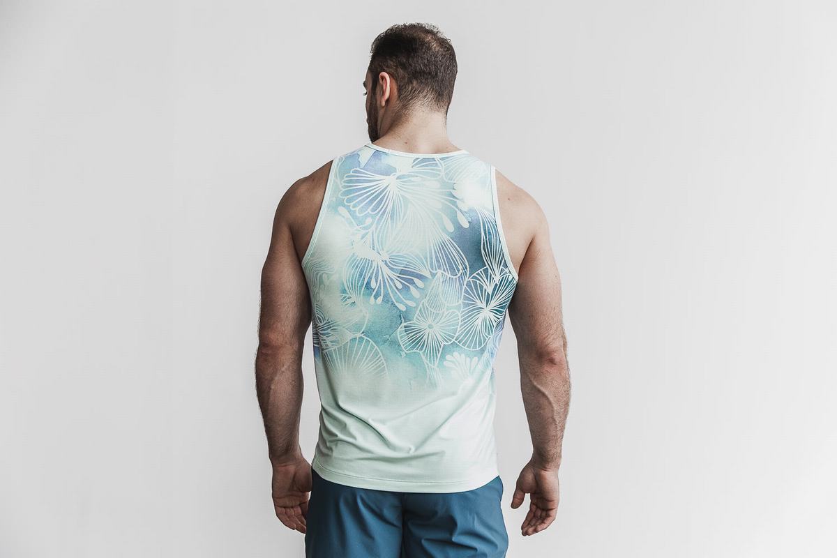 Nobull Men's Tank Tops Green Floral | Australia (SV8054)